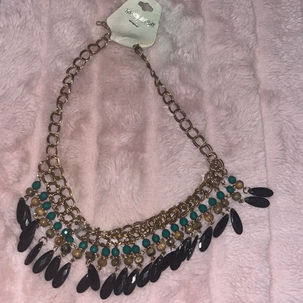 Gold and Black Statement Necklace